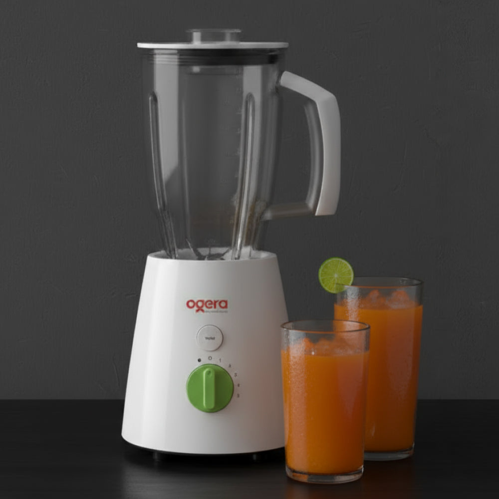 Ogera OG5100BR Electric Blender 2-in-1, 650W Powerful Motor, Multi-Purpose Blending & Grinding, 2 Jars with Stainless Steel Blades, Overload Protection
