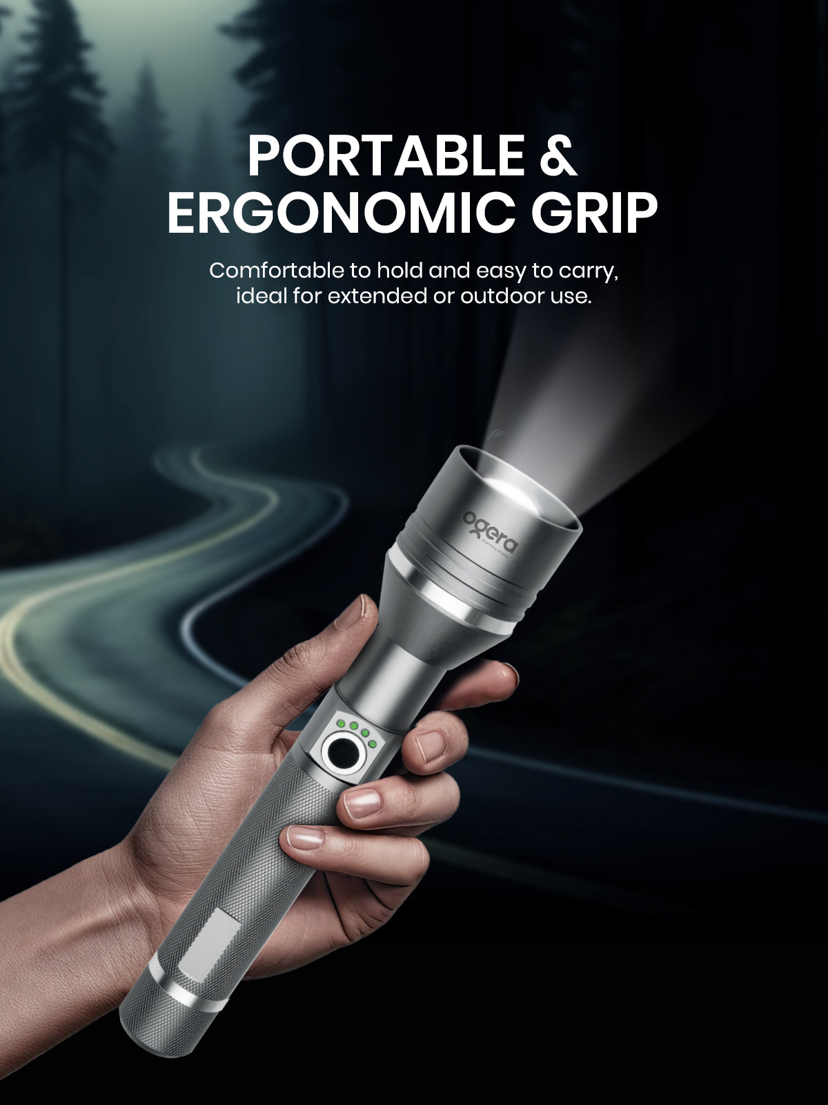 Ogera OG1004SL Rechargeable LED Flashlight, 2SC Heavy-Duty Torch with Bright LED Beam, Long Battery Life, Durable & Portable Handheld Light for Home, Outdoor & Emergency Use