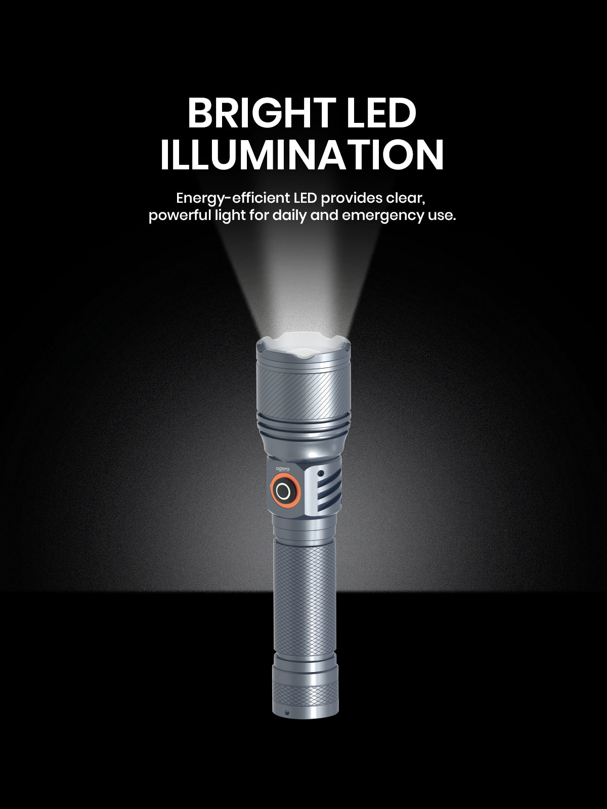 Ogera OG1006SL Rechargeable LED Flashlight, 2AA Compact Torch with Bright LED Light, Long Battery Life, Durable & Portable Handheld Torch for Home, Outdoor & Emergency Use