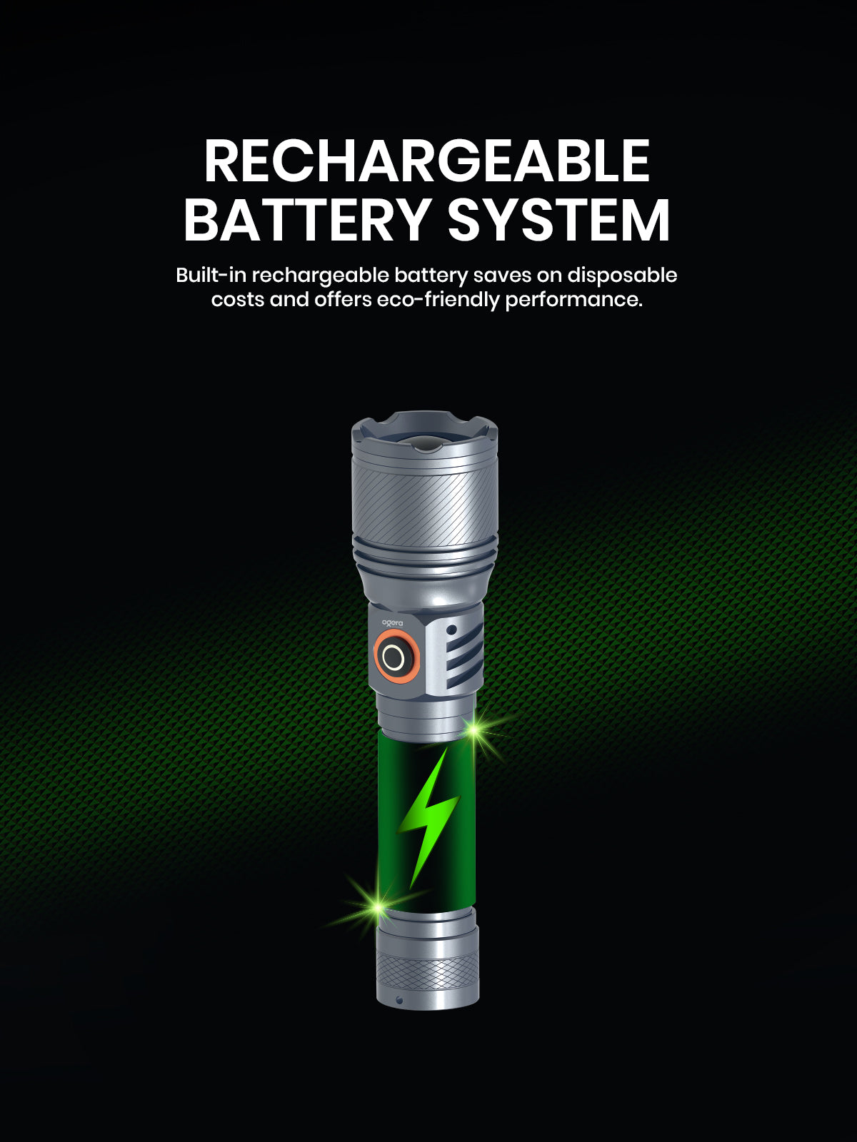 Ogera OG1006SL Rechargeable LED Flashlight, 2AA Compact Torch with Bright LED Light, Long Battery Life, Durable & Portable Handheld Torch for Home, Outdoor & Emergency Use