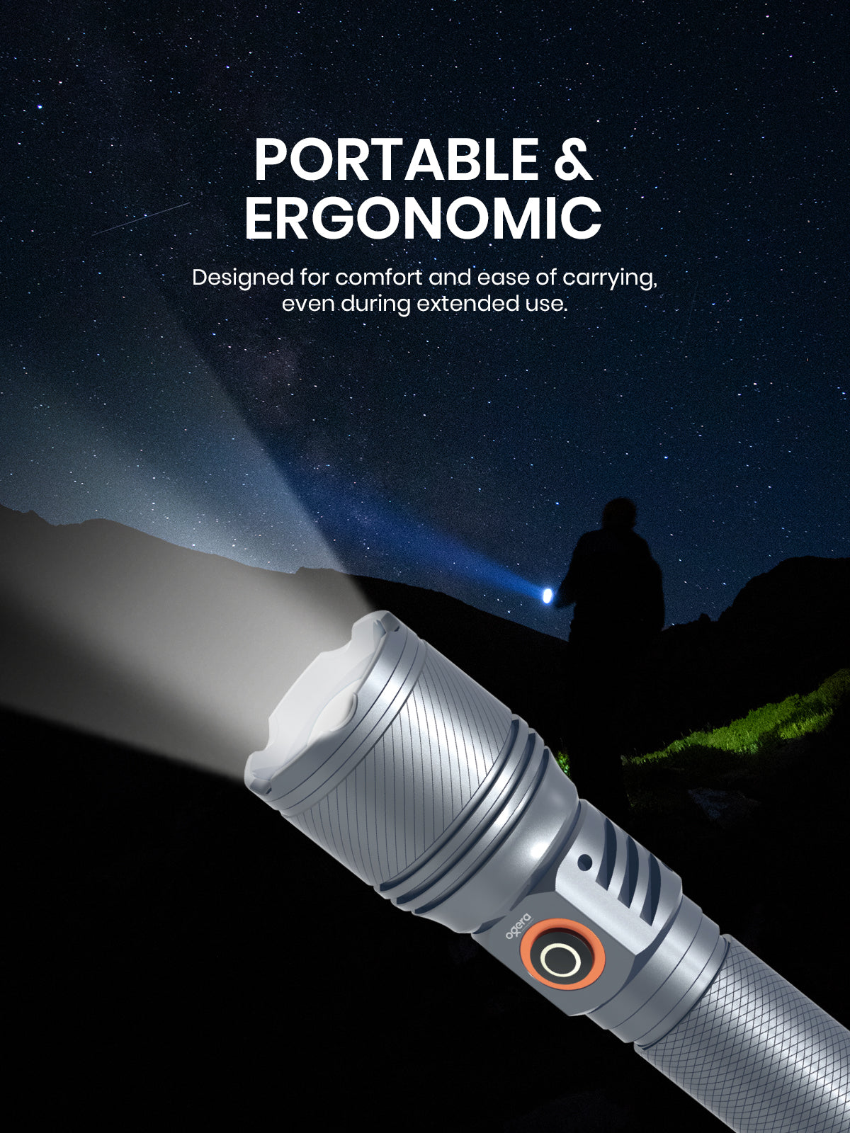 Ogera OG1006SL Rechargeable LED Flashlight, 2AA Compact Torch with Bright LED Light, Long Battery Life, Durable & Portable Handheld Torch for Home, Outdoor & Emergency Use