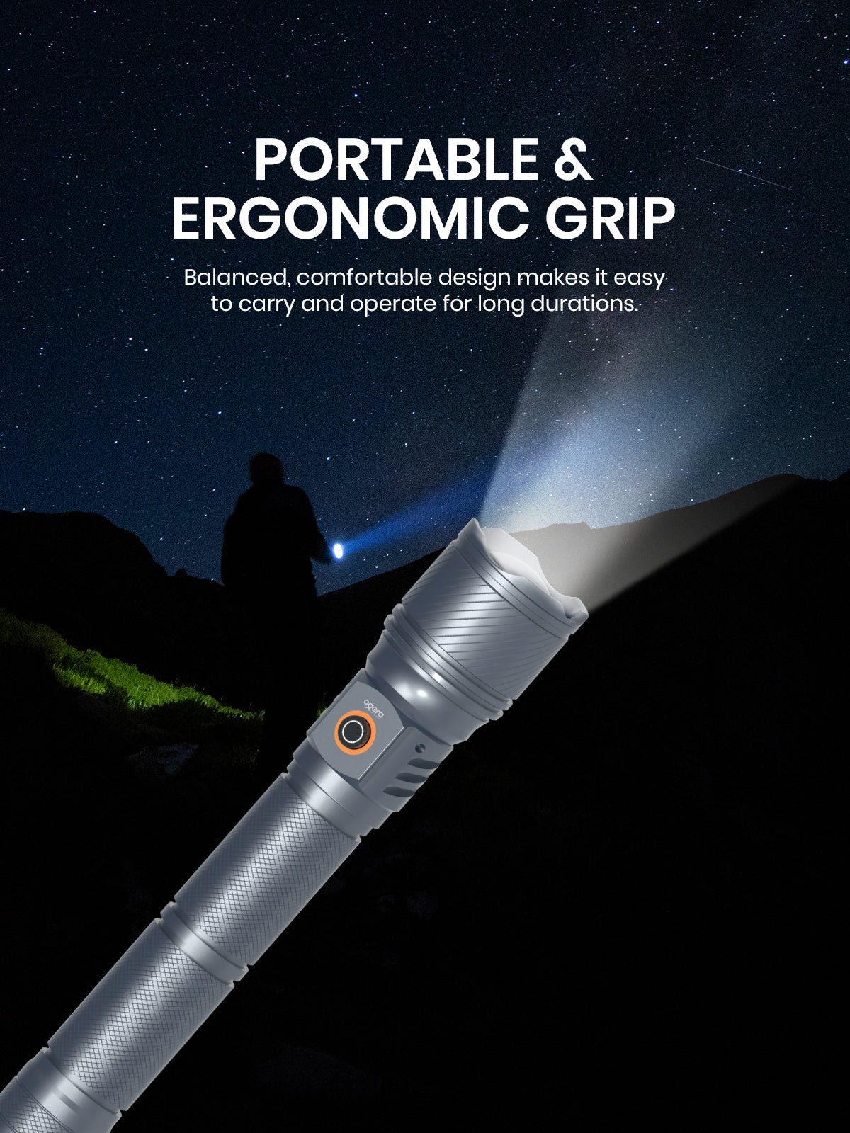 Ogera OG1007SL Rechargeable LED Flashlight, 2SC Heavy-Duty Torch with Bright LED Beam, Long Battery Life, Durable & Portable Handheld Light for Home, Outdoor & Emergency Use