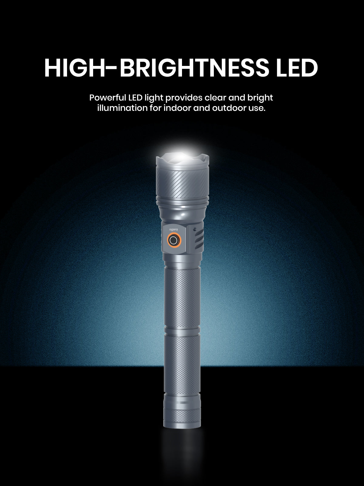 Ogera OG1007SL Rechargeable LED Flashlight, 2SC Heavy-Duty Torch with Bright LED Beam, Long Battery Life, Durable & Portable Handheld Light for Home, Outdoor & Emergency Use