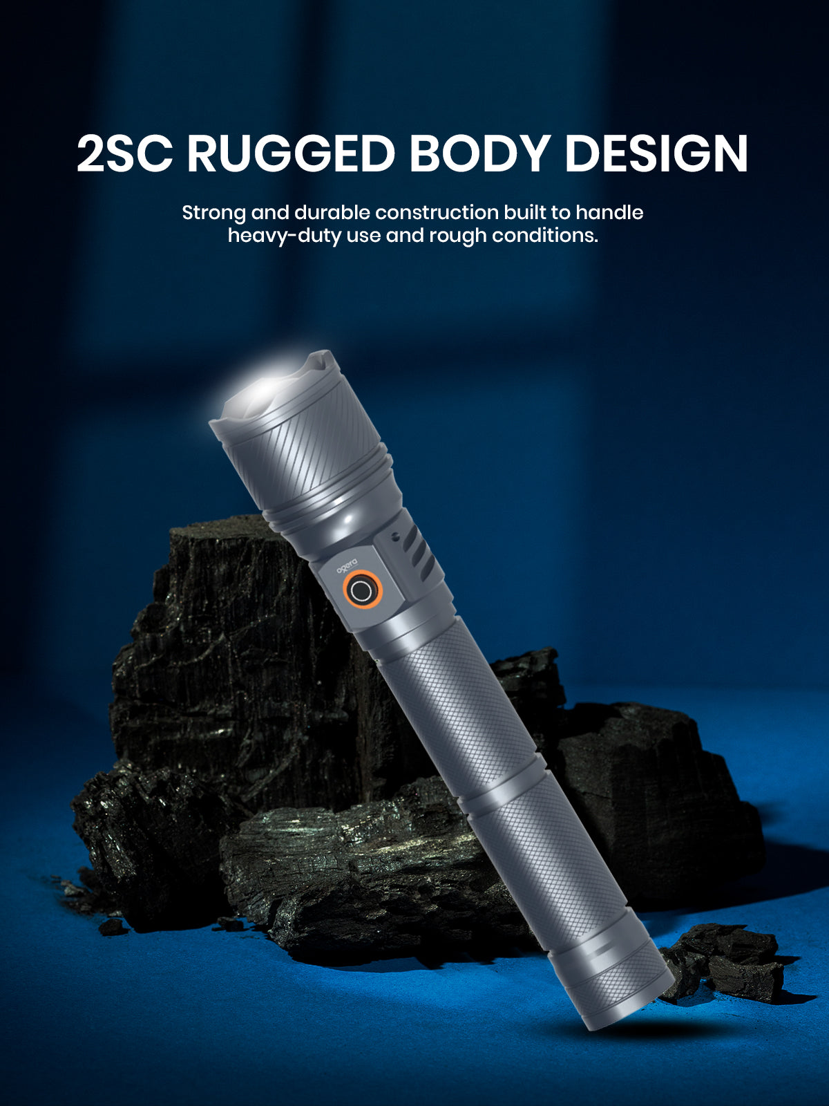 Ogera OG1007SL Rechargeable LED Flashlight, 2SC Heavy-Duty Torch with Bright LED Beam, Long Battery Life, Durable & Portable Handheld Light for Home, Outdoor & Emergency Use