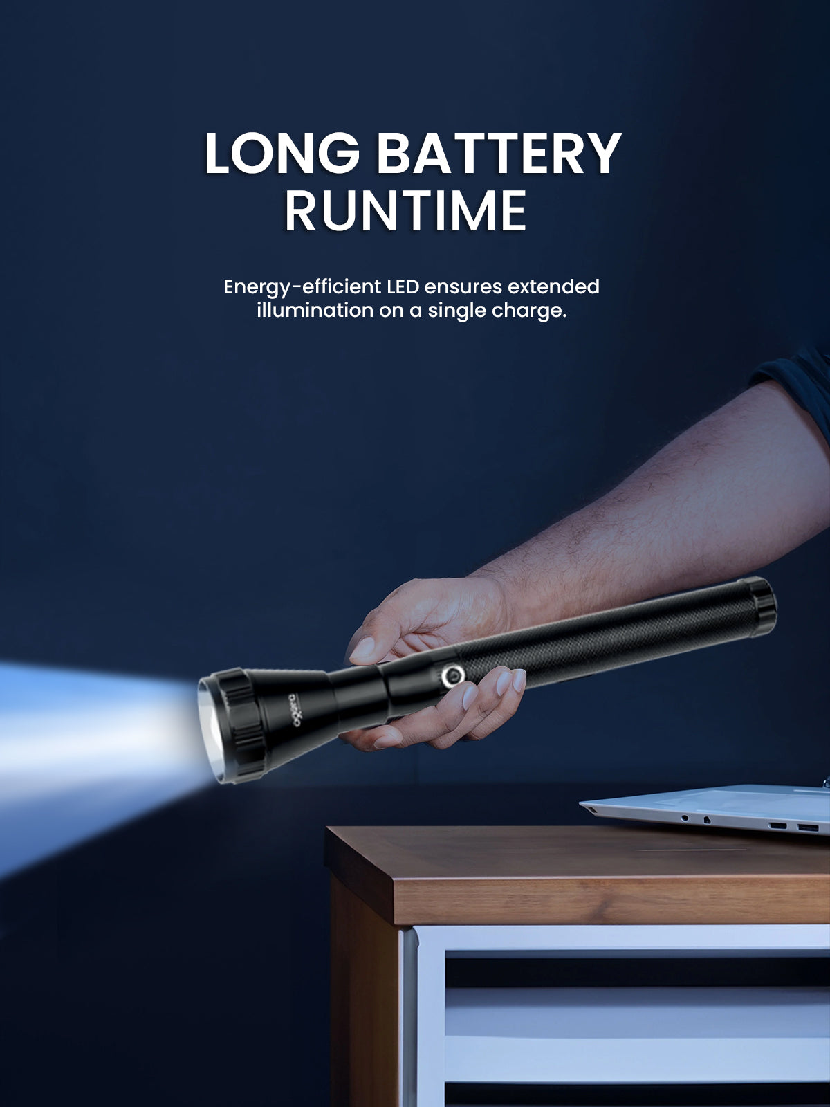 Ogera OG1009SL Rechargeable LED Flashlight, 2SC Heavy-Duty Torch, High-Brightness Beam with Long Battery Life, Rugged & Portable Handheld Light for Home, Outdoor & Emergency Use