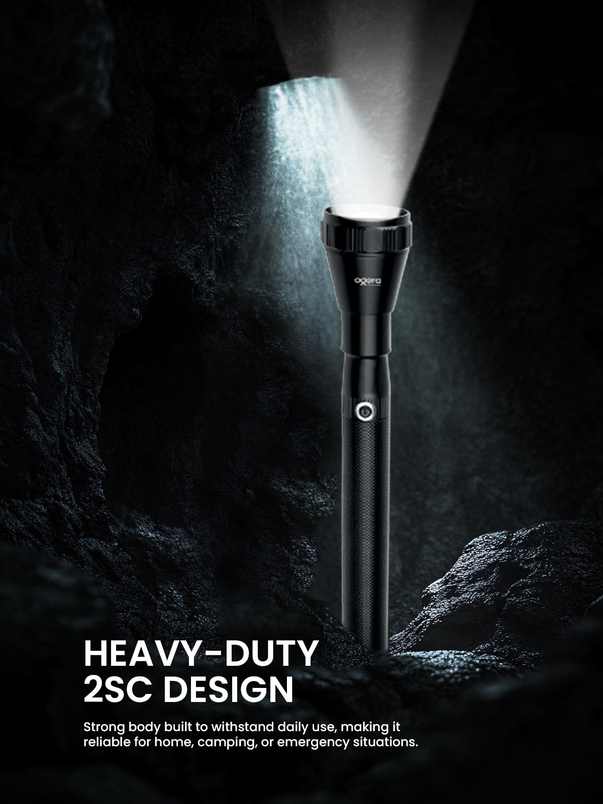 Ogera OG1009SL Rechargeable LED Flashlight, 2SC Heavy-Duty Torch, High-Brightness Beam with Long Battery Life, Rugged & Portable Handheld Light for Home, Outdoor & Emergency Use