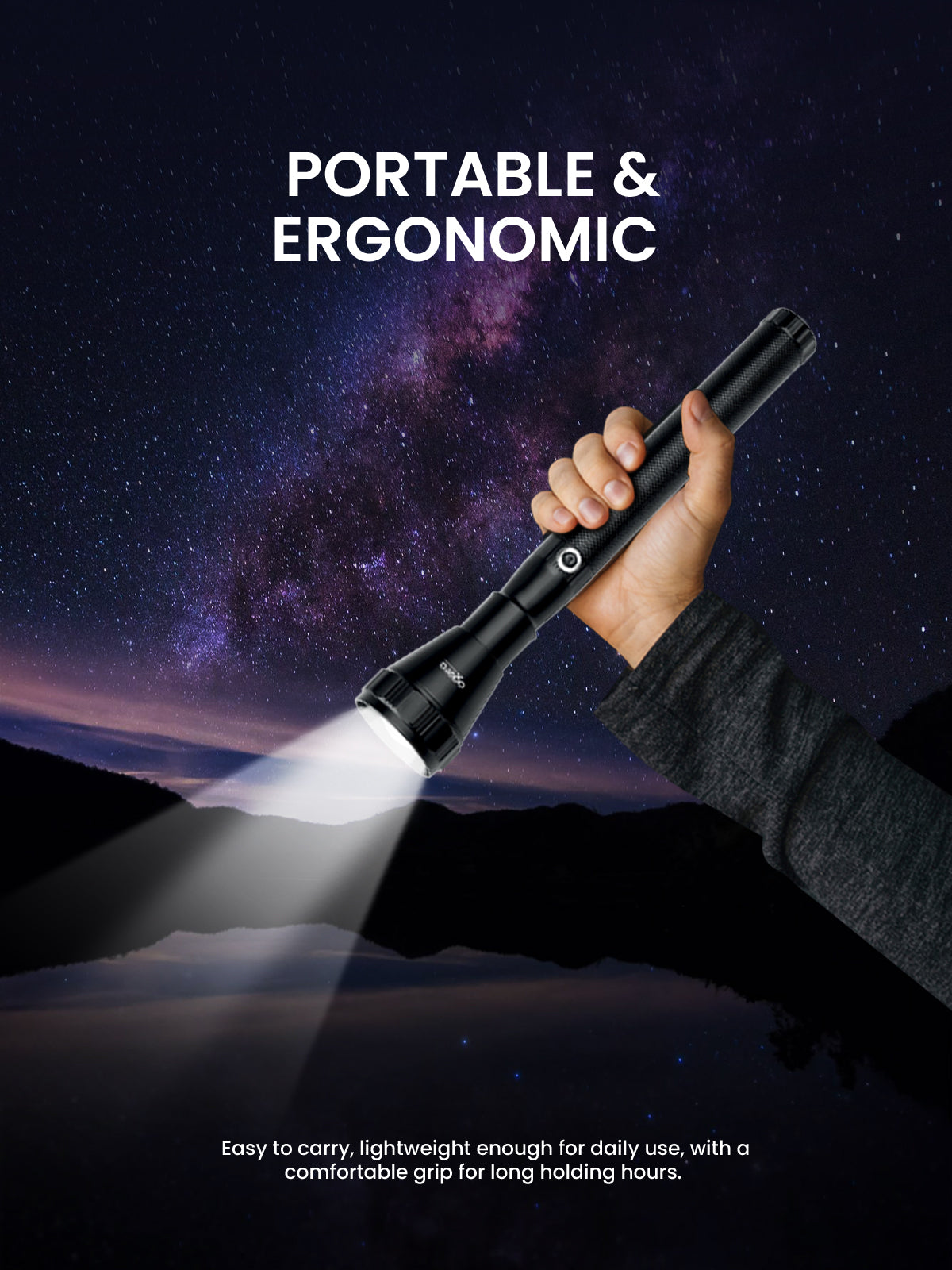 Ogera OG1009SL Rechargeable LED Flashlight, 2SC Heavy-Duty Torch, High-Brightness Beam with Long Battery Life, Rugged & Portable Handheld Light for Home, Outdoor & Emergency Use