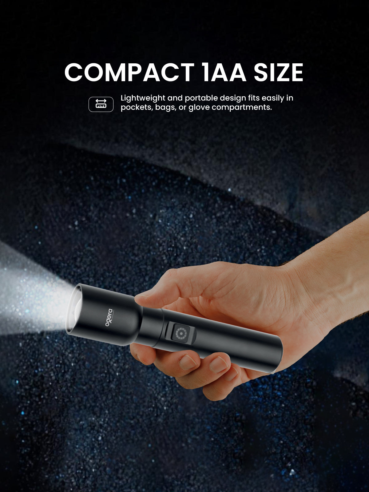 Ogera OG1011SL Rechargeable LED Flashlight, Compact 1AA Design, High-Brightness Torch with Long Battery Life, Durable & Portable Handheld Light
