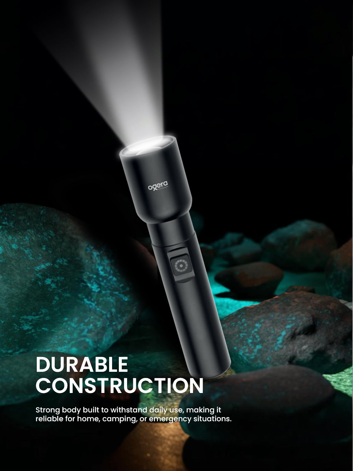 Ogera OG1011SL Rechargeable LED Flashlight, Compact 1AA Design, High-Brightness Torch with Long Battery Life, Durable & Portable Handheld Light