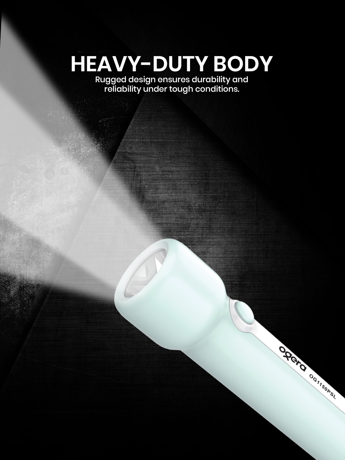 Ogera OG1150PSL Rechargeable LED Flashlight, High-Power Torch with Long Battery Life, Heavy-Duty & Portable Handheld Light for Home, Security, Camping & Emergency Use