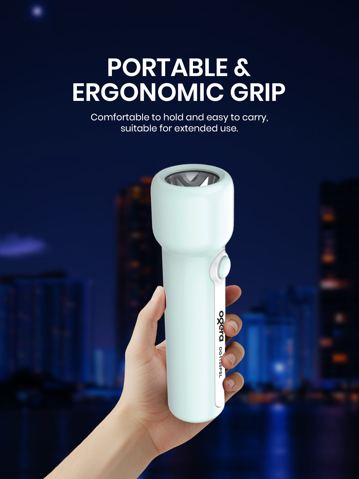 Ogera OG1150PSL Rechargeable LED Flashlight, High-Power Torch with Long Battery Life, Heavy-Duty & Portable Handheld Light for Home, Security, Camping & Emergency Use