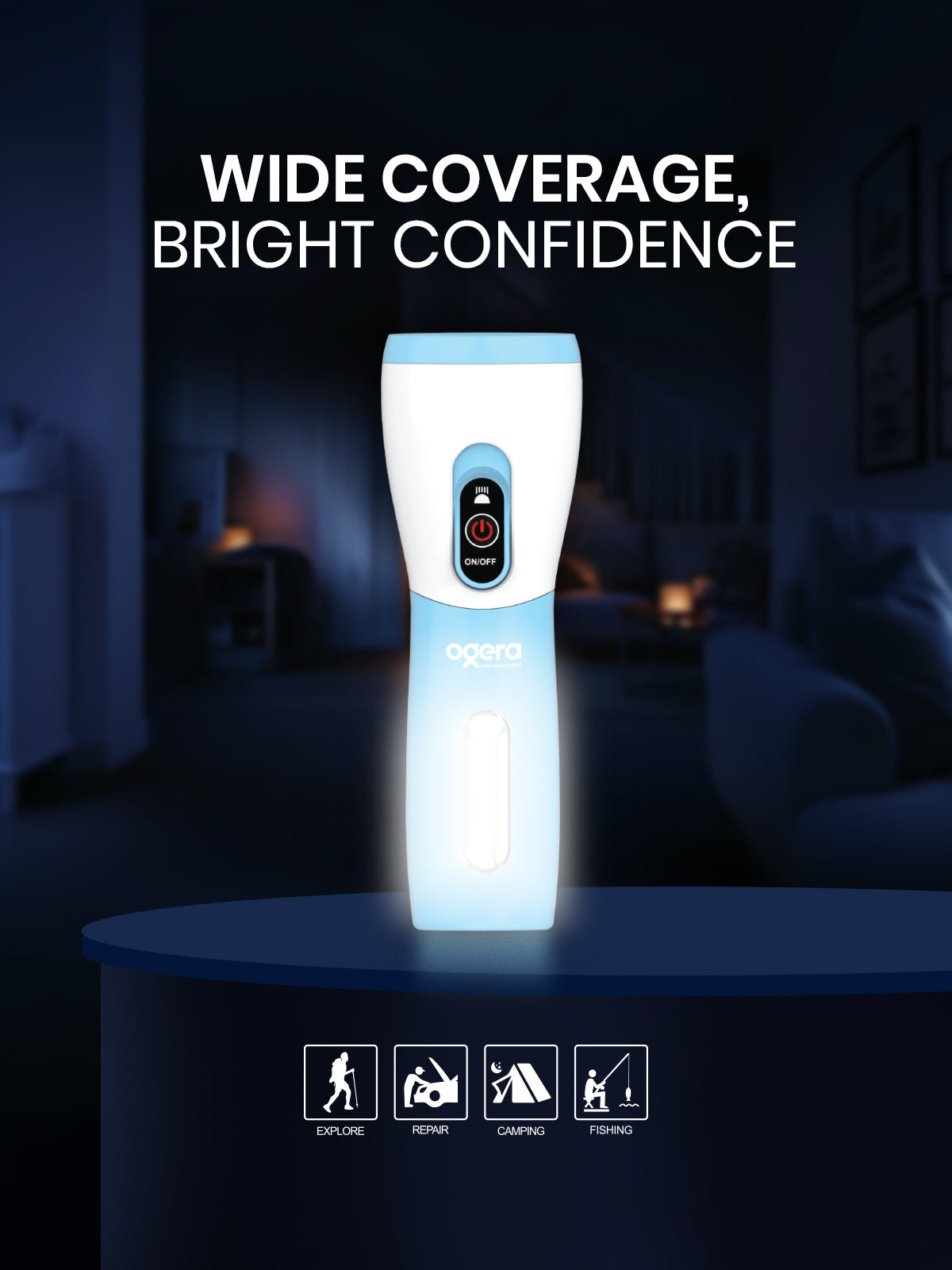 Ogera OG1154PSL LED Lithium Battery Flashlight, Ultra-Bright Rechargeable Torch with Long-Lasting Lithium Battery, Heavy-Duty & Portable for Home, Outdoor & Emergency Use