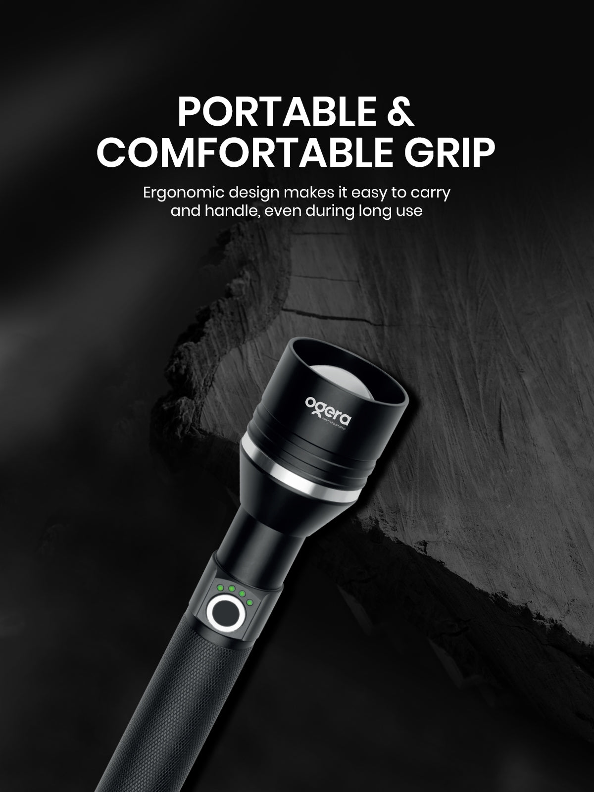 Ogera OG1005SL Rechargeable LED Flashlight, 3SC Ultra-Bright Heavy-Duty Torch, Long Battery Life, Rugged & Portable Handheld Light for Home, Outdoor & Emergency Use