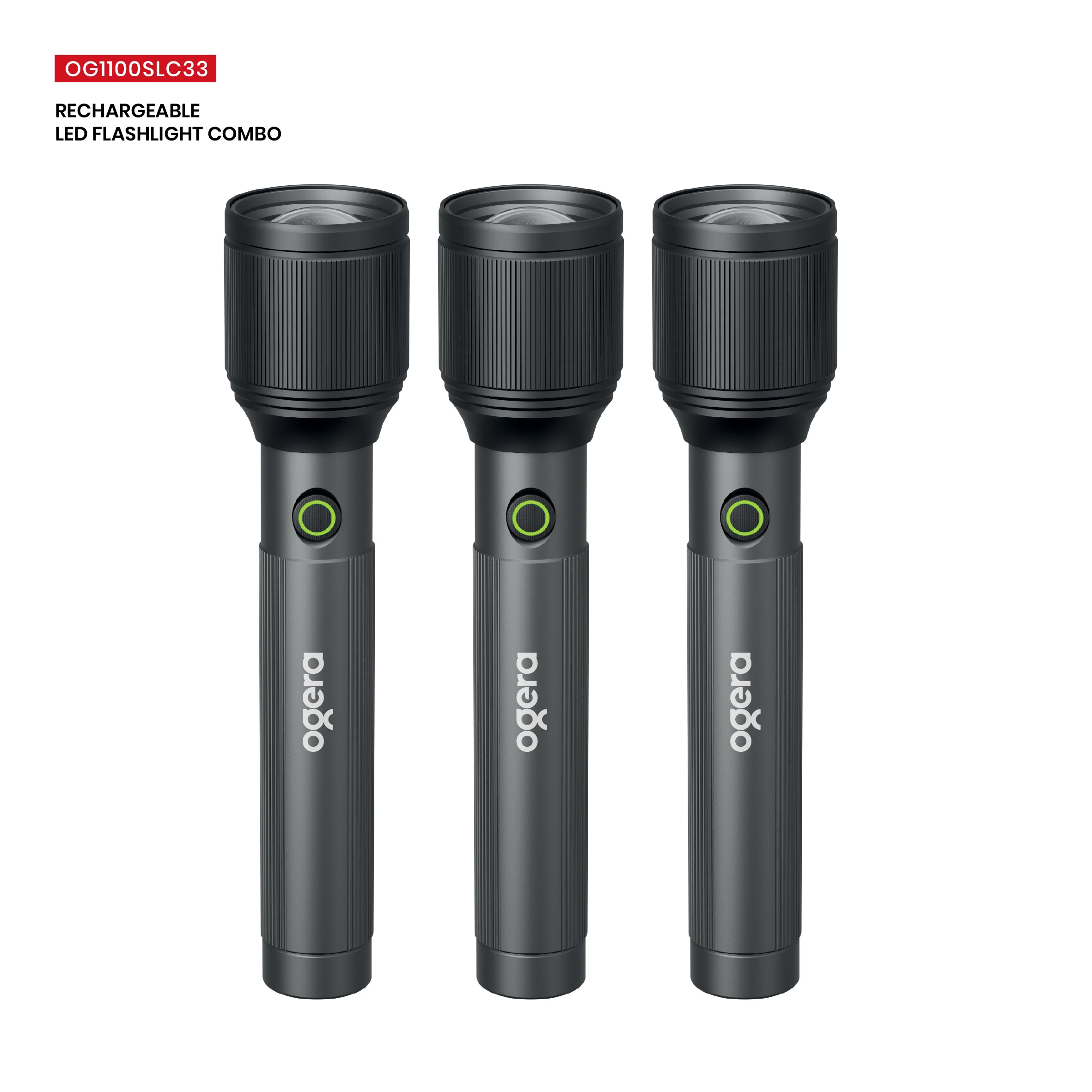 OGERA RECHARGEABLE LED FLASHLIGHT COMBO-3Sc x3 - OG1100SLC33