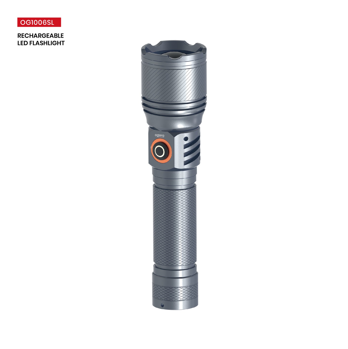 Ogera OG1006SL Rechargeable LED Flashlight, 2AA Compact Torch with Bright LED Light, Long Battery Life, Durable & Portable Handheld Torch for Home, Outdoor & Emergency Use