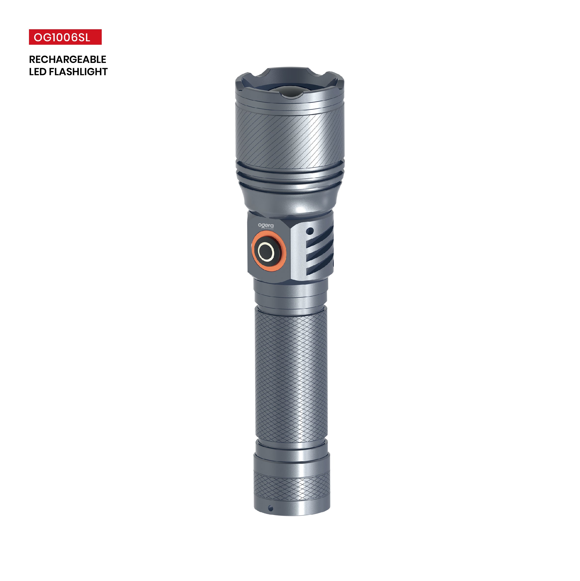 Ogera OG1006SL Rechargeable LED Flashlight, 2AA Compact Torch with Bright LED Light, Long Battery Life, Durable & Portable Handheld Torch for Home, Outdoor & Emergency Use