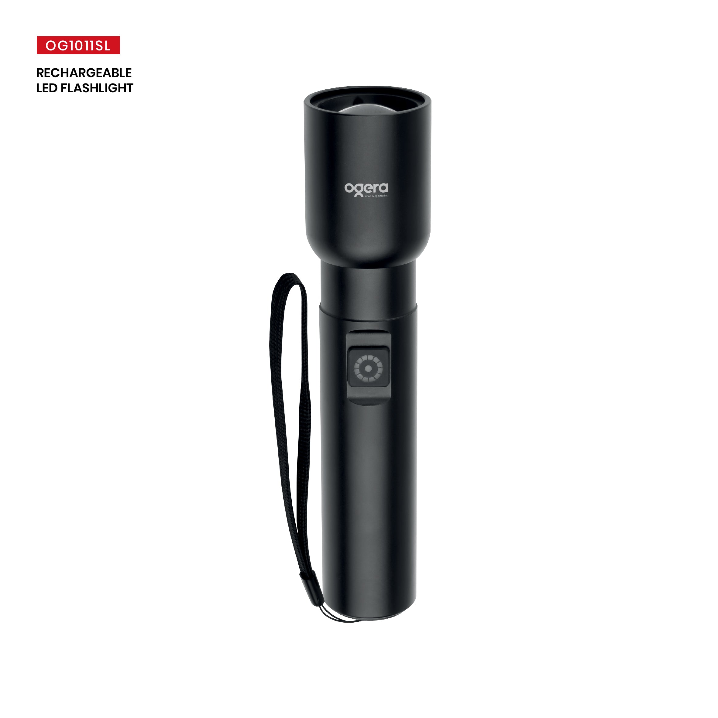 Ogera OG1011SL Rechargeable LED Flashlight, Compact 1AA Design, High-Brightness Torch with Long Battery Life, Durable & Portable Handheld Light