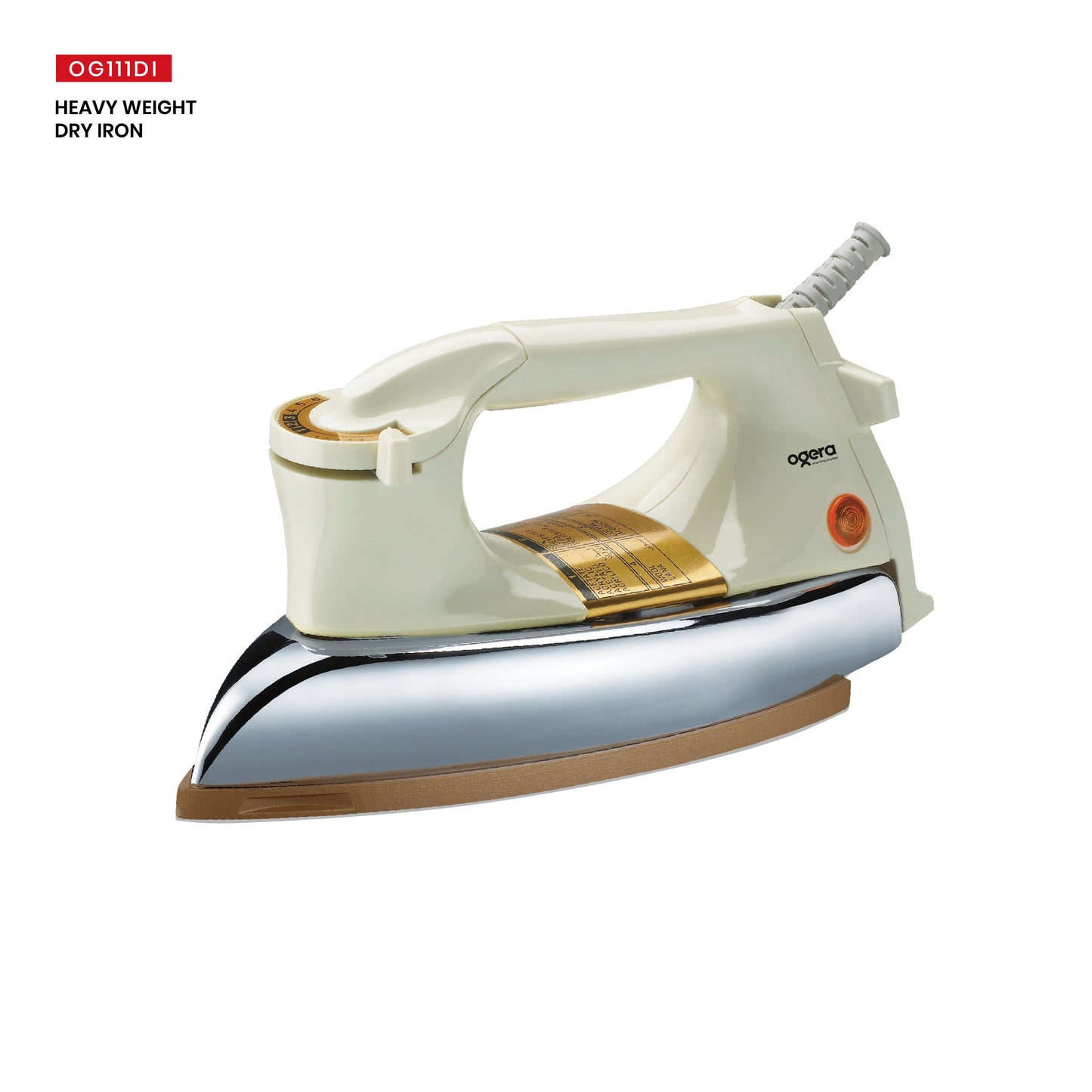 Ogera OG111DI Heavy Weight Dry Iron, 2.25kg, Non-Stick Soleplate, Adjustable Temperature Control, Durable Body, Powerful & Efficient Ironing for Home and Professional Use