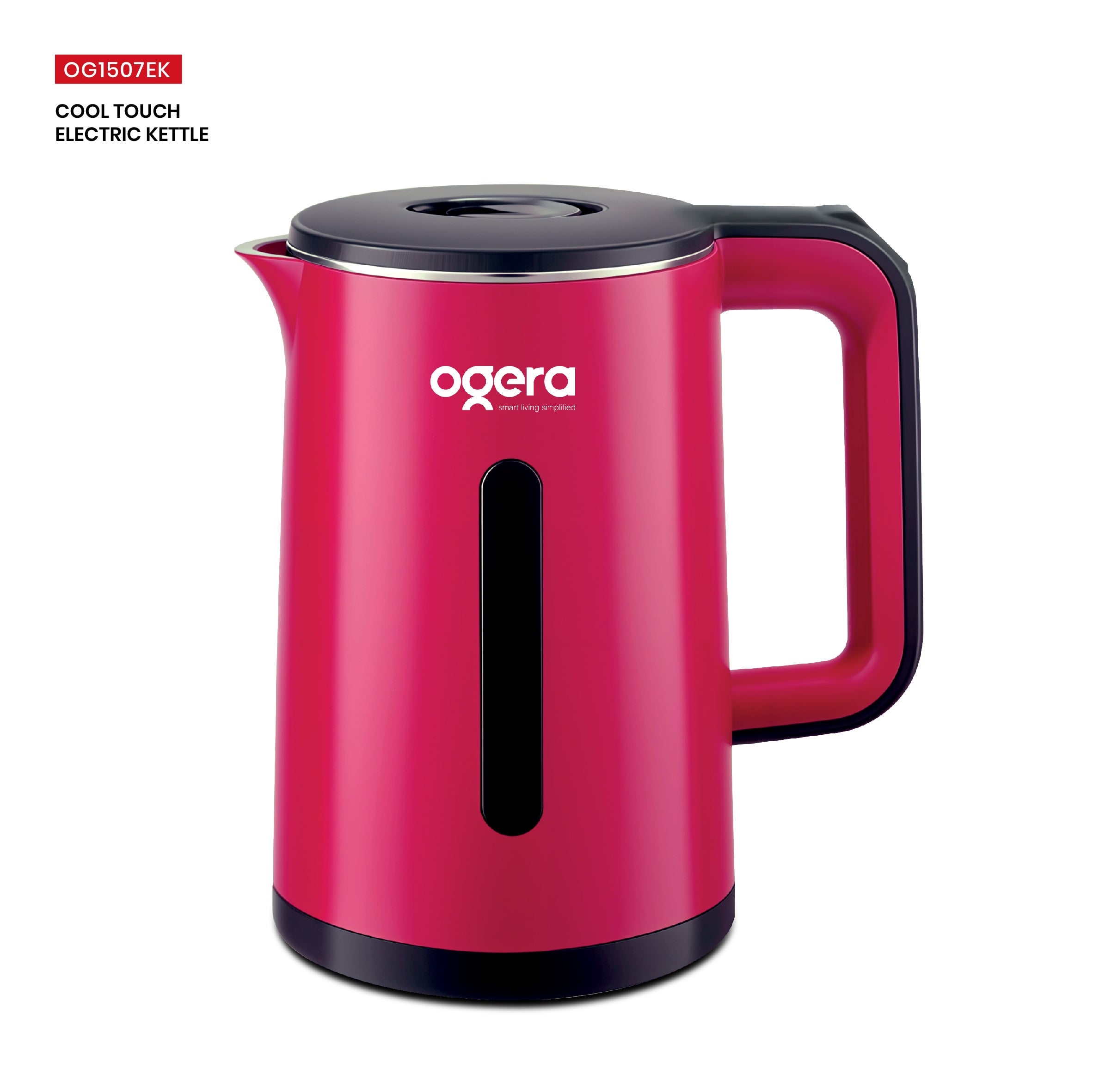 Ogera OG1507EK Cool Touch Electric Kettle, 1.8L Capacity, 1500W Fast Boil, Double-Layer Cool Touch Body, Auto Shut-Off & Boil-Dry Protection, Safe & Durable Kettle for Home & Office