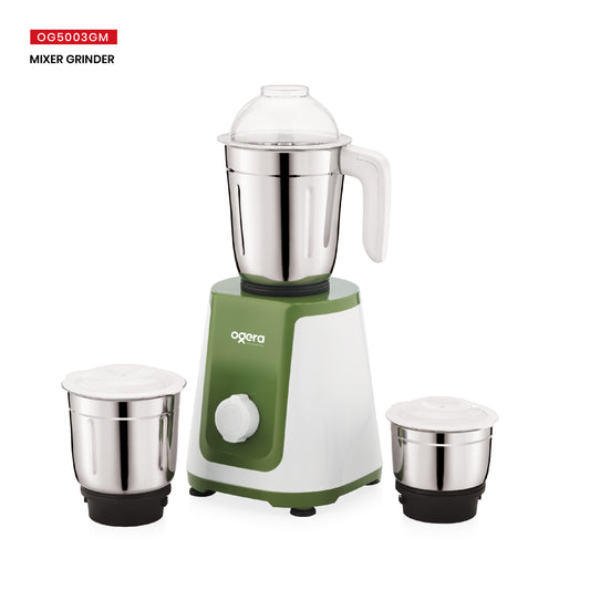 Ogera OG5003GM Indian Mixer Grinder, 550W Powerful Motor, 3 Stainless Steel Jars, Multi-Purpose Grinding & Blending, Overload Protection, Durable Design