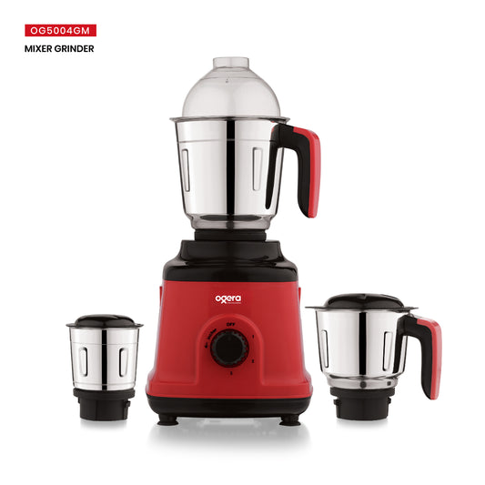 Ogera OG5004GM Indian Mixer Grinder, 750W Heavy-Duty Copper Motor, 3 Stainless Steel Jars with Multipurpose Blades, Overload Protection, Durable Kitchen Appliance